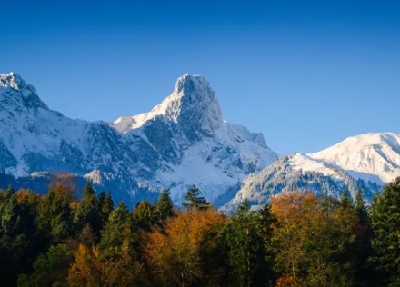 Stockhorn with snow in autumn