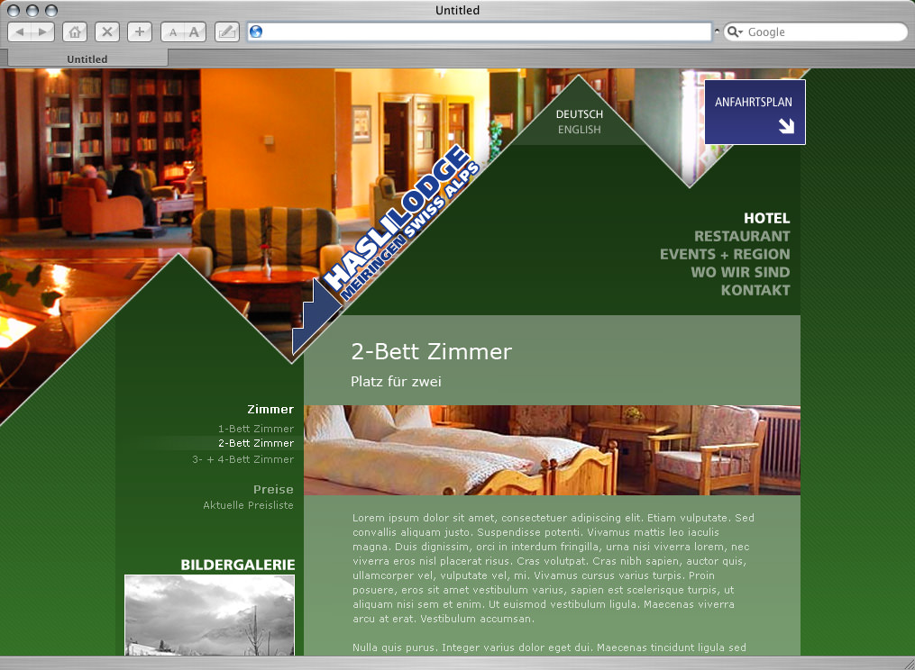 Web design Hasli Lodge, Meiringen