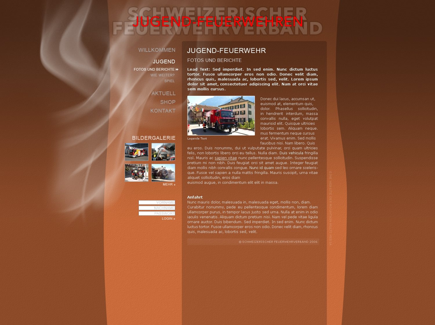 Web design Swiss Youth Fire Brigade