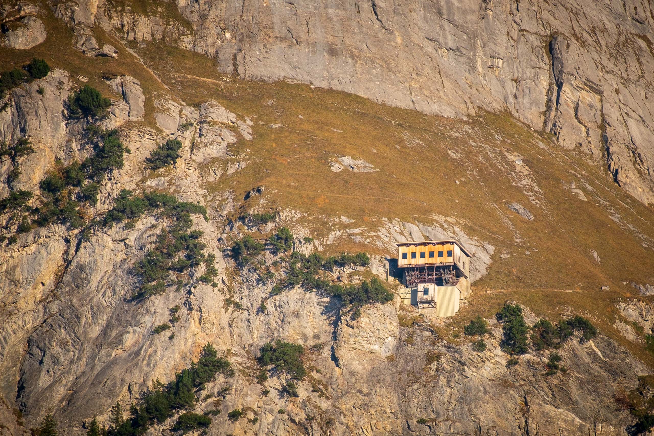 The old cable-car station on the Wetterhorn in Switzerland