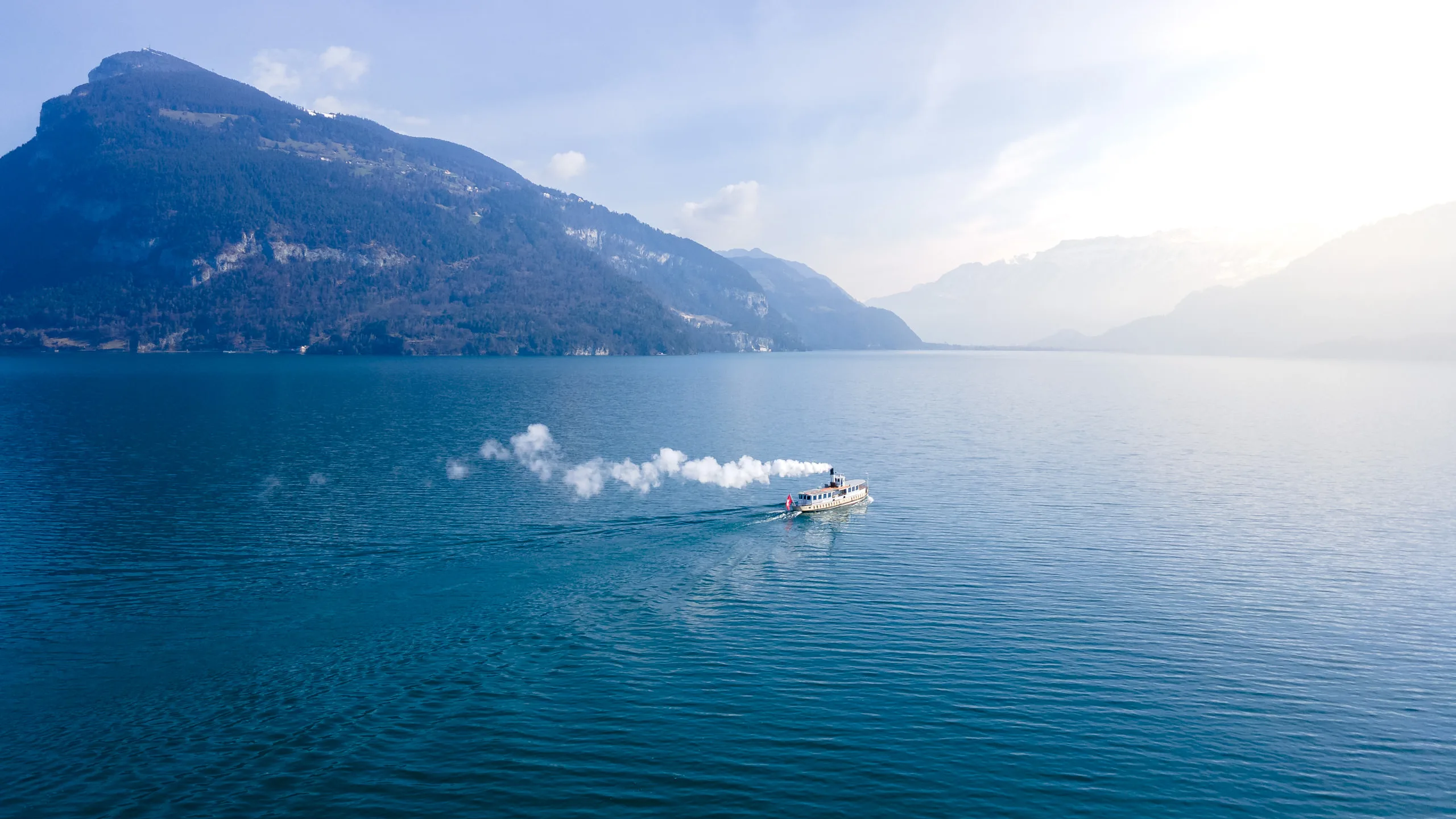 Dampfschiff Spiez passing Faulensee
