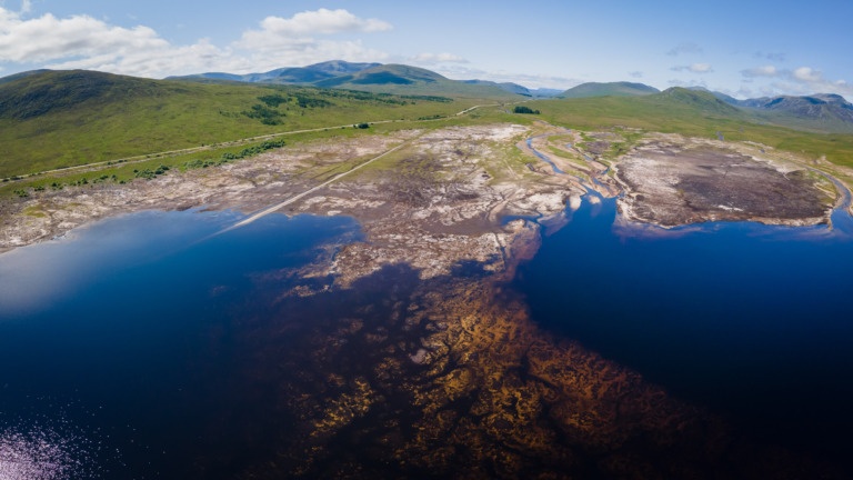 Drone photograph of Loch Glascarnoch in summer