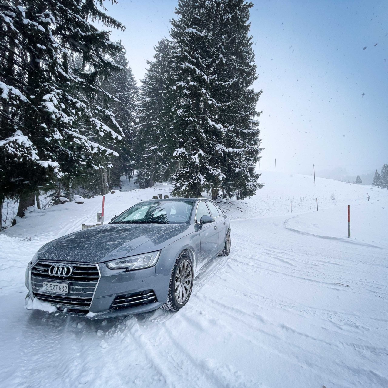 Audi Quattro, sliding down from Lombachalp, January 2023