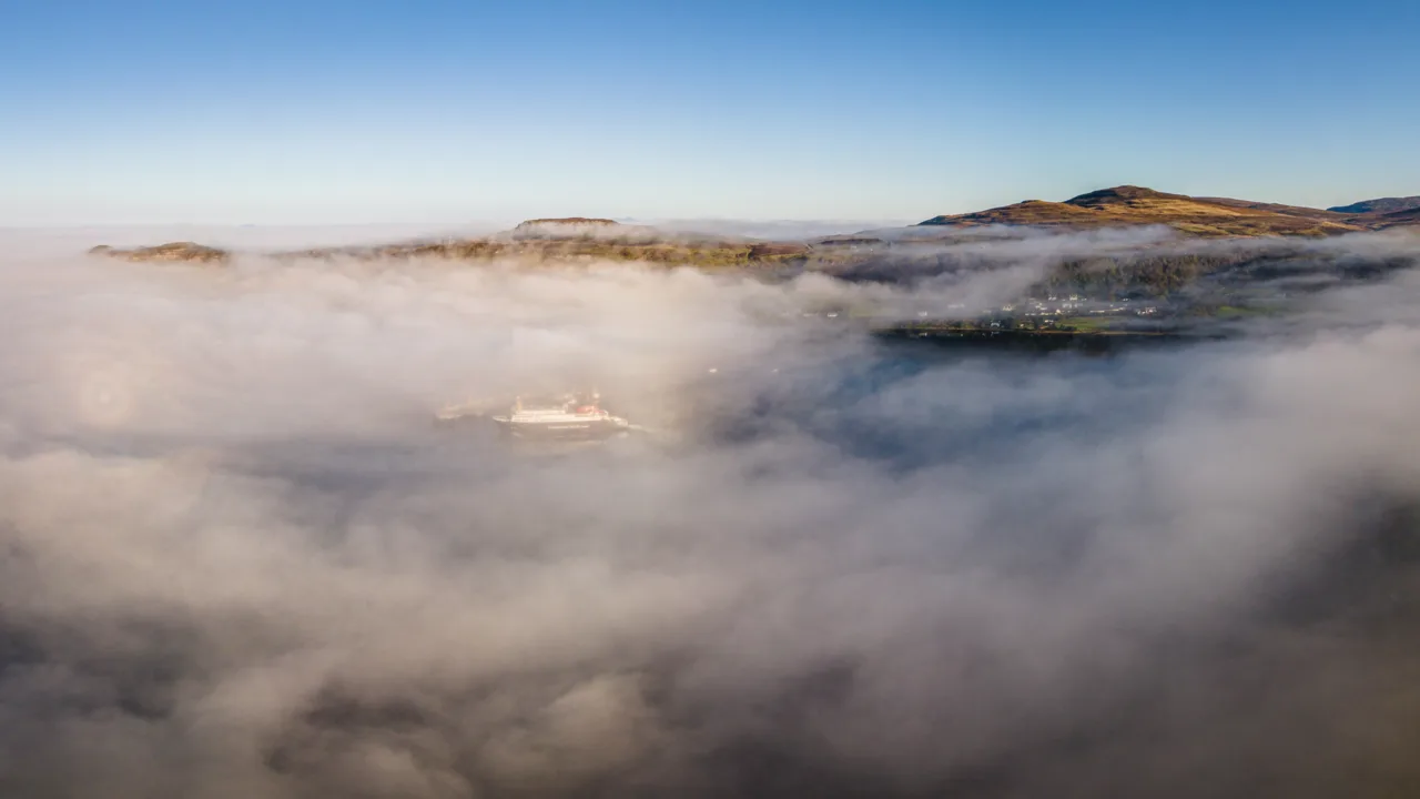 Cloud inversion at Uig harbour