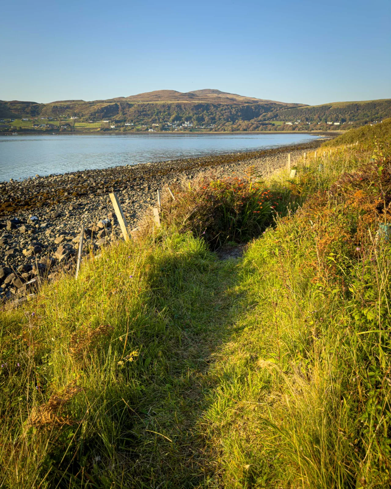 Grassy path on the shoreline at Uig