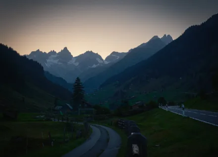 After sunset on the Susten Pass road