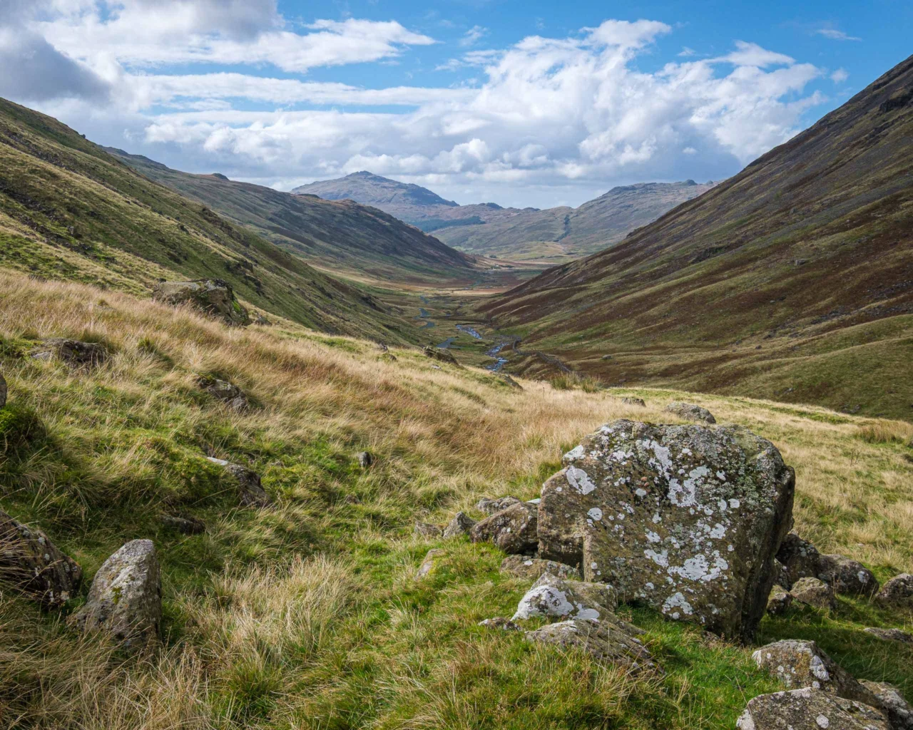 View down to Wrynose Bottom from the pass road