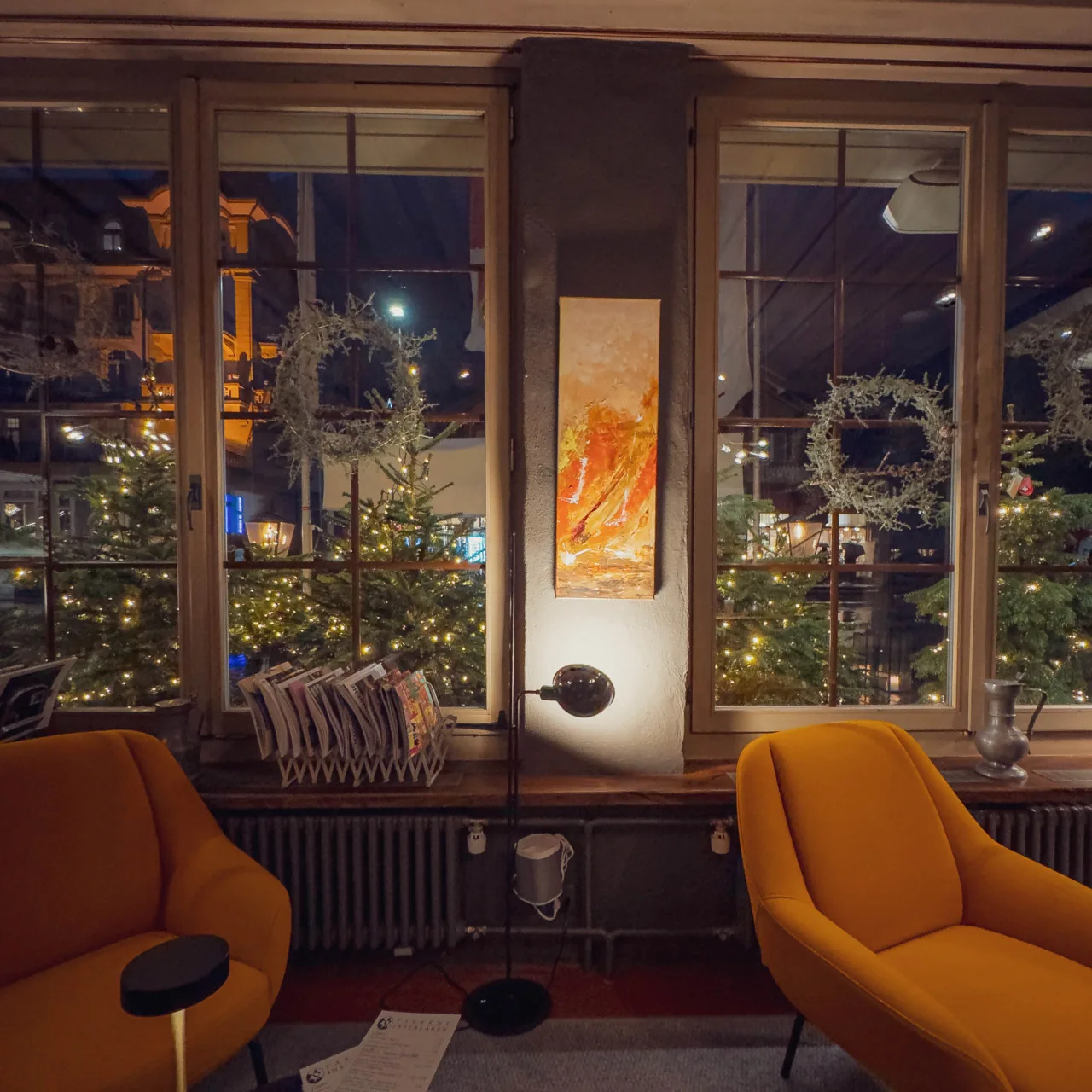 Warm hotel bar in Interlaken