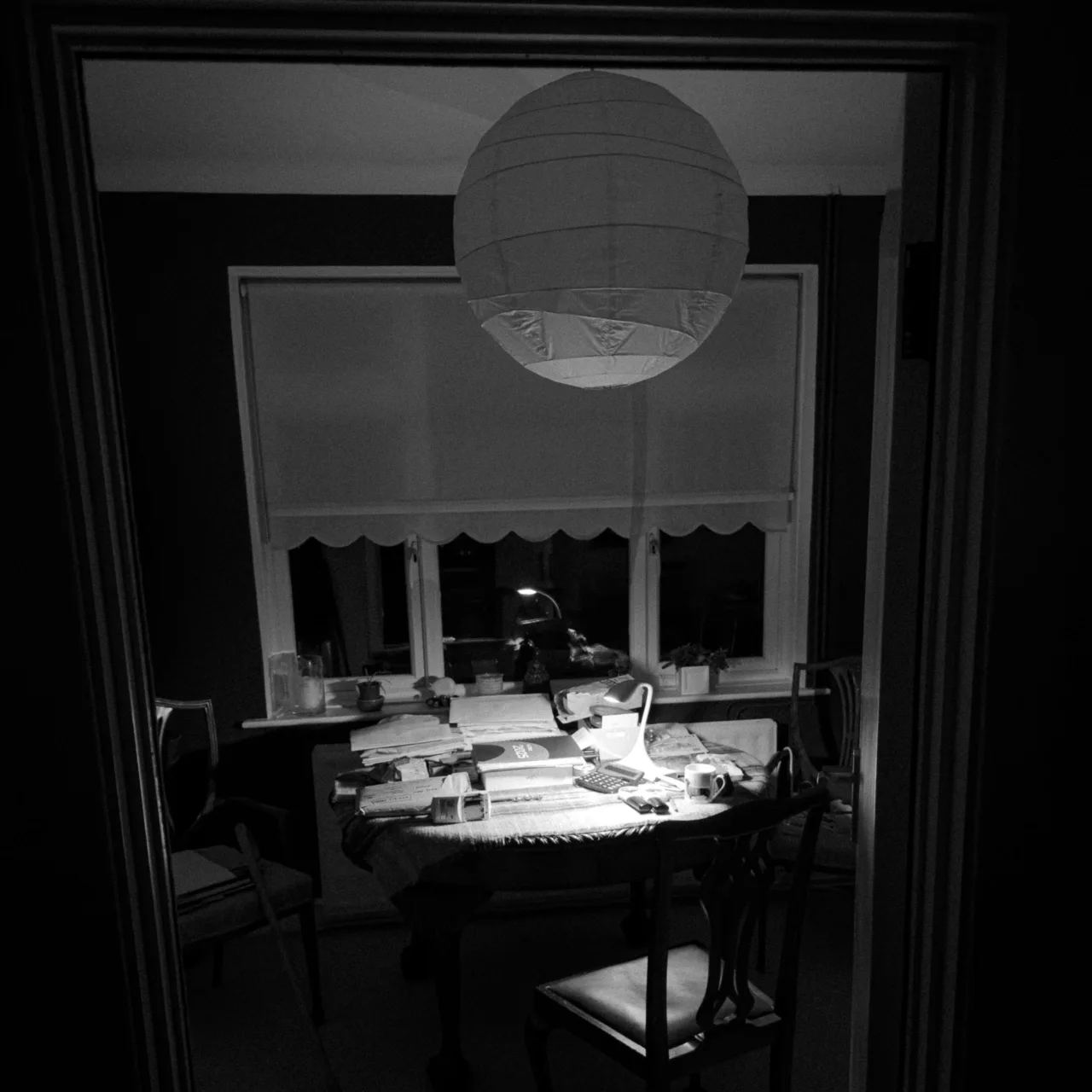 Dark home office at a family home 